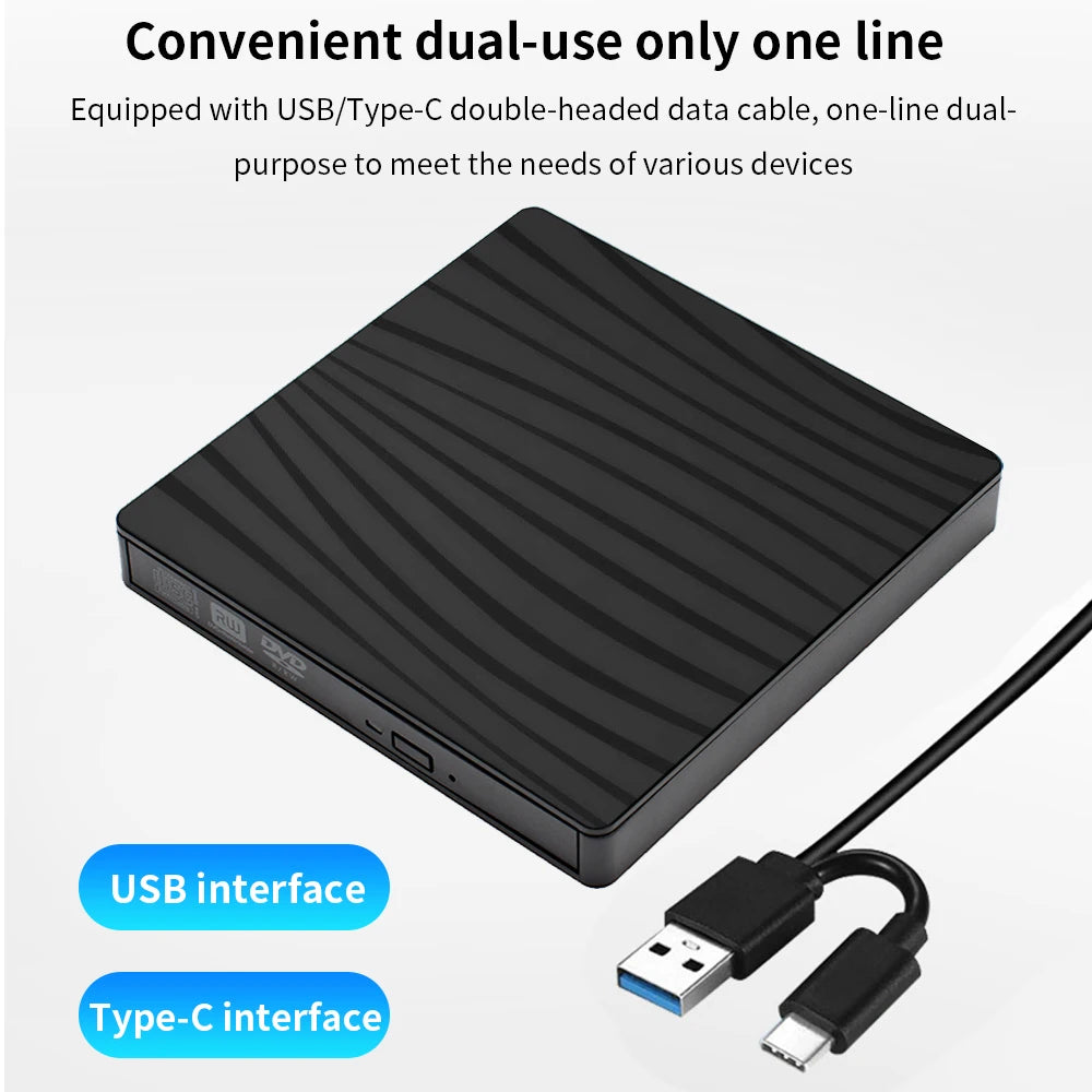 TISHRIC External DVD Drive Type C/USB 3.0 Player DVD/CD-ROM Reader Writer Burner For Macbook Laptop Dvd portatil Burner