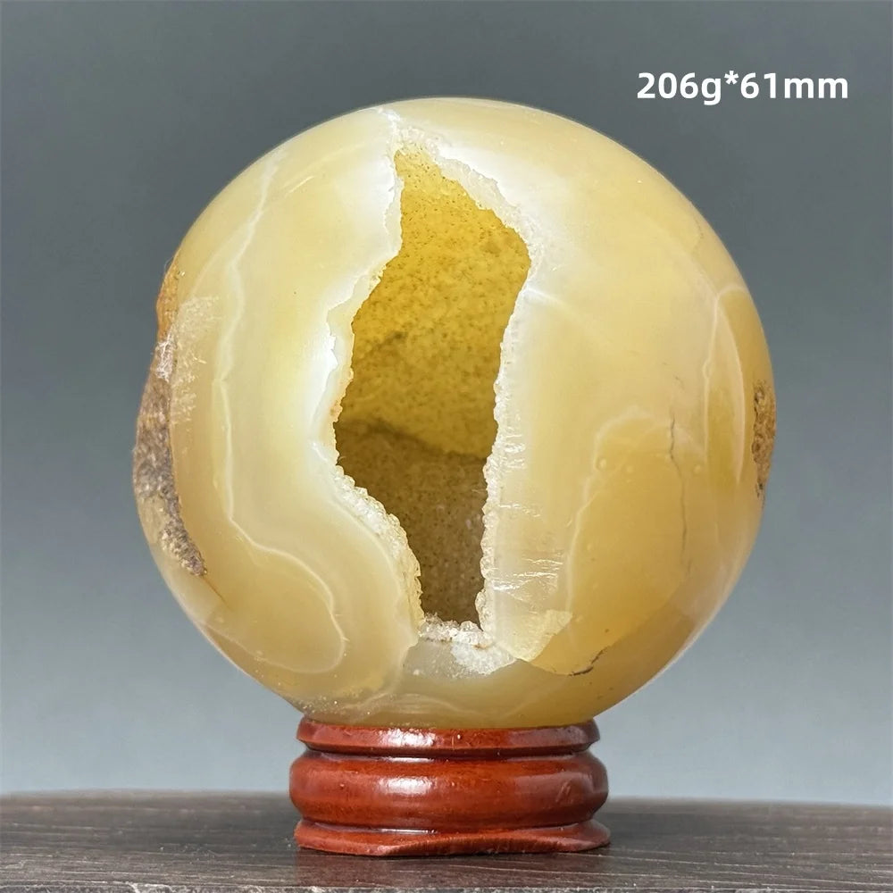 Natural Quartz Crystal Agate Open Mouth Smile Ball Treatment Reiki Witchcraft Meditation Spiritual Energy Home Decor