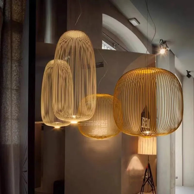 Italian Pendant Lamp minimalist Birdcage Hanging Light Designer Foscarini Spokes 1/2 Light  Home Decor stairway spot lighting