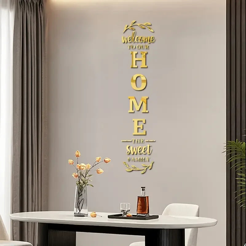 English Letters Home Letter Signs Acrylic Mirror Wall Stickers Wall Decorations for Living Room Bedroom Home Decor Wall Decals