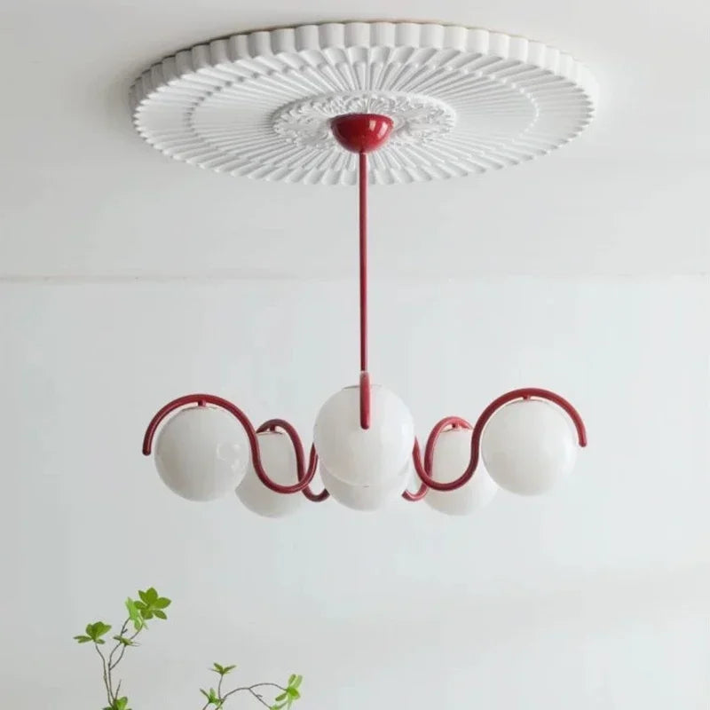 Modern Creative LED Ceiling Chandelier Lamp Design Round Glass Suspension Pendant Light Home Decor Items for Living Room Bedroom