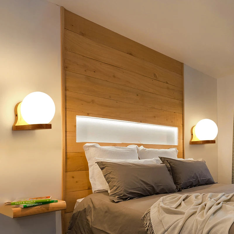 Modern LED Wall Lamps Wooden Lights Bedroom Bedside Stairs Corridor Interior Mounted Lighting Sconce Home Decor Light Fixtures