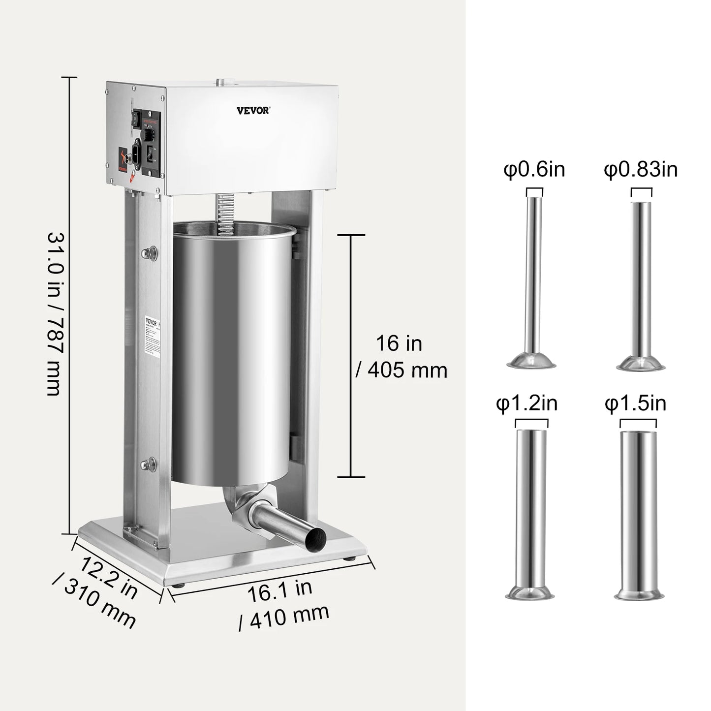 SucceBuy 10L/15L Electric Sausage Stuffer Stainless Steel Making Sausage Machine Commercial Grade with 4 Filling Funnel for Home