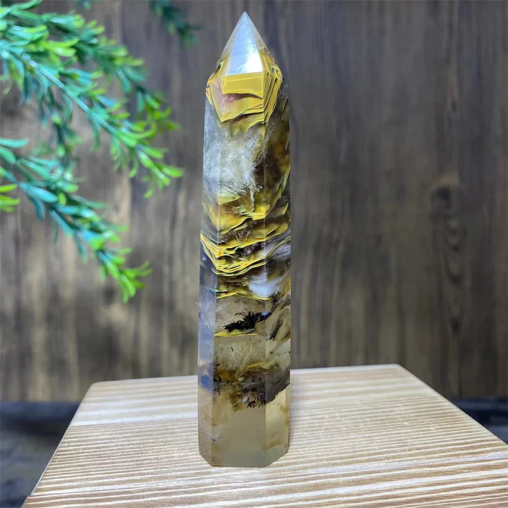 Smelting Fire Quartz Ghost Crystal Stone Point Tower Mineral Energy Healing Hexagonal Wand Home Decor Gift