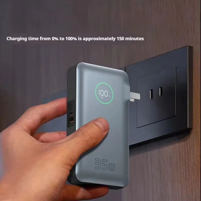 SLUB 65W Power Bank 20000mAhBuilt-in Retractable Fast Charging Cable Smart Digital Display Power Bank with Foldable AC Plug