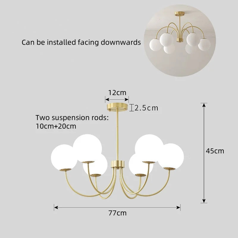 Nordic Luxury Glass Pendant Light Simple Chandelier Indoor Lighting for Living Room Bedroom Dining Room Home Decor Hanging Lamp