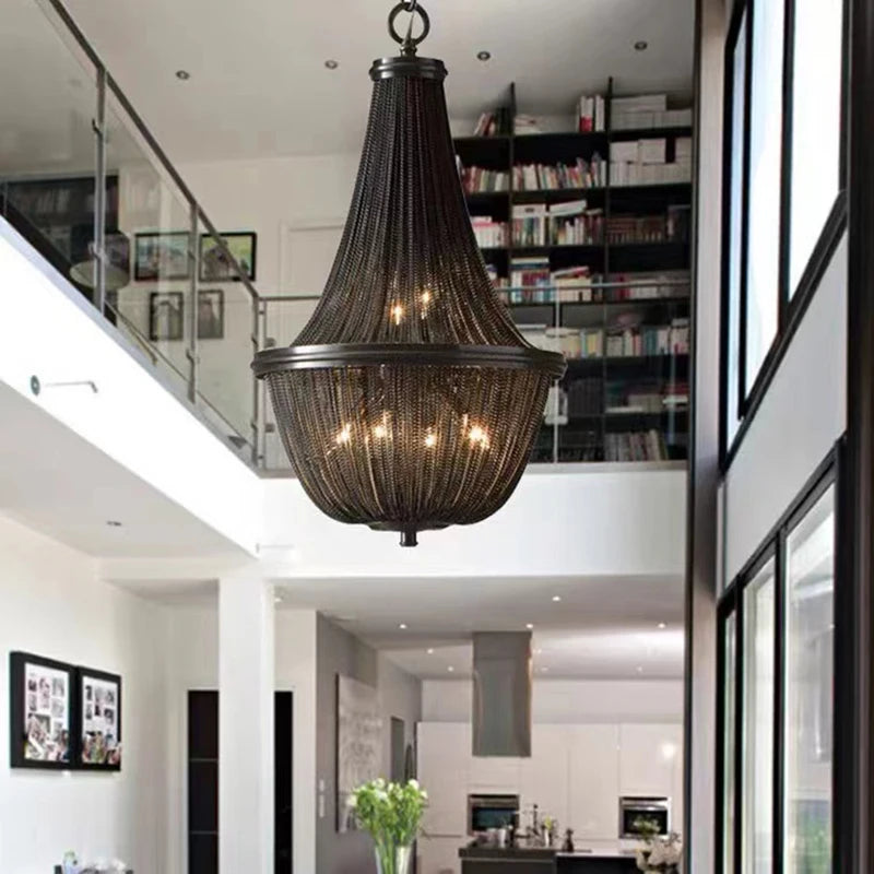 Led Black American Tassel Ceiling Chandelier 2026 Designer Home Decoration Lustres Dimmable Home Decor Lamps for Living Room