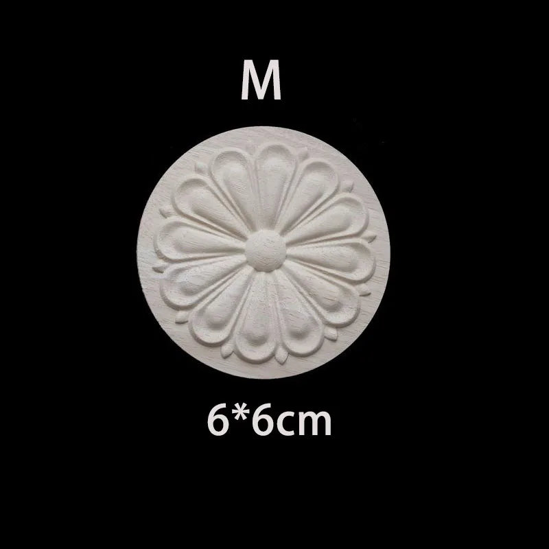 Wood Carving Onlay Applique Figurines Decor Living Room Furniture Decoration Unique Natural Floral Wood Carved Decal Home Decor