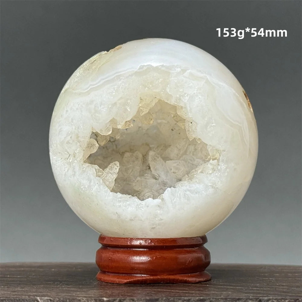 Natural Quartz Crystal Agate Open Mouth Smile Ball Treatment Reiki Witchcraft Meditation Spiritual Energy Home Decor