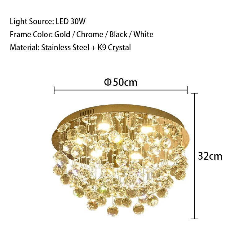 Modern Crystal Ball Ceiling Lights Surface Mounted LED Lamps Lighting Fixture for Living Room Lustres Home Decor Lampara Techo
