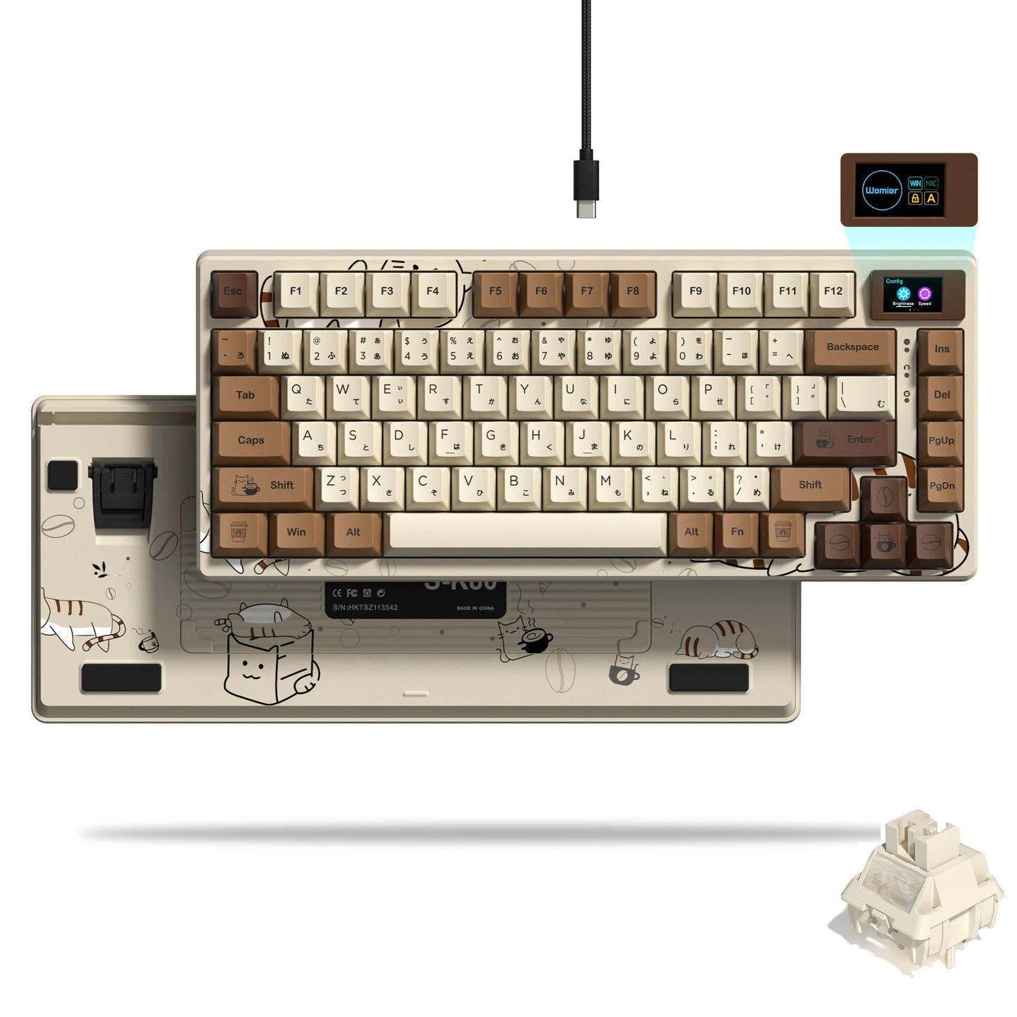 Womier S-K80 Green 75% Keyboard with Color OLED Display Mechanical Gaming Keyboard Hot Swap Keyboard Gasket Mount RGB  Keyboard