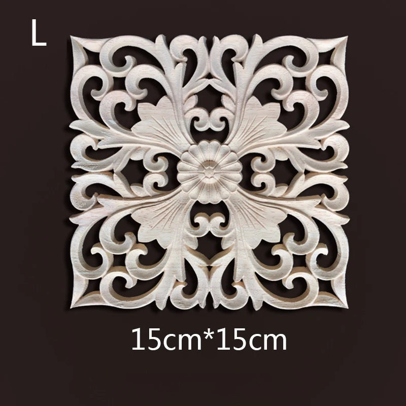 Wood Carving Onlays Appliques Decoration for Home Wood Decals for Furniture Wood Flower Crafting Wood Floral Home Decor Items
