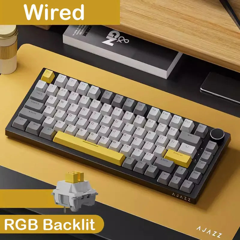 AJAZZ AK820 Wireless Gaming Mechanical Keyboard Hot Swap,75% Layout,Swappable Switch,Tri-mode Connectivity Esport Game Keyboard