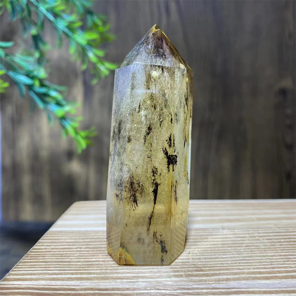 Smelting Fire Quartz Ghost Crystal Stone Point Tower Mineral Energy Healing Hexagonal Wand Home Decor Gift
