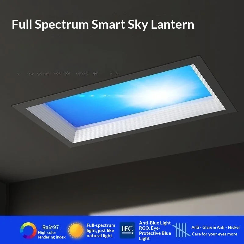 Modern Minimalist Recessed LED Sky Ceiling Light Sky Blue Simulation Sunlike Daylight Lamp for Kitchen Bathroom Home Decor
