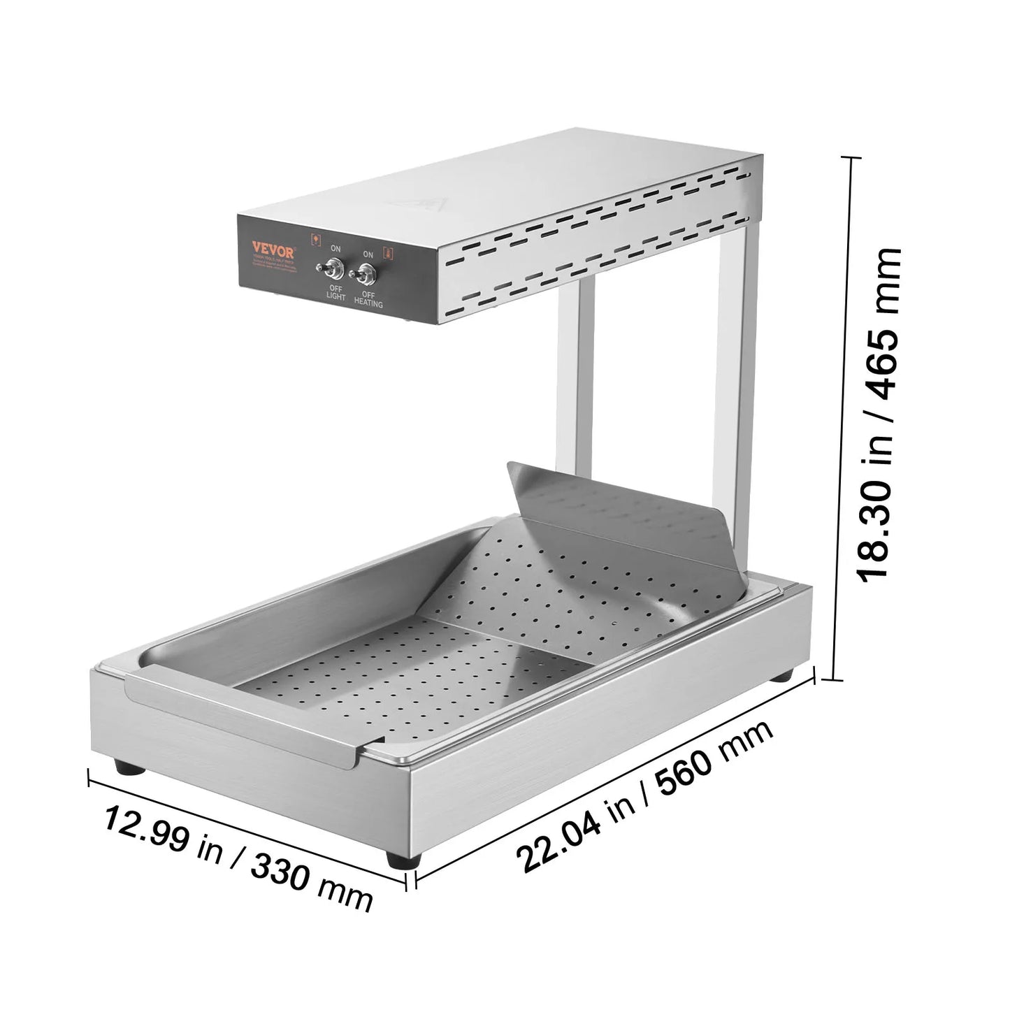 SucceBuy French Fry Food Warmer Commercial Food Heating Countertop 104-122°F Fries Food Warmer for Chip Buffet Restaurant