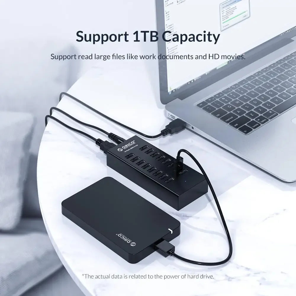 ORICO Industrial USB Hub 16 Port Aluminum USB Splitter Power Adapter Dock Station for Computer Accessories Orico Official Store