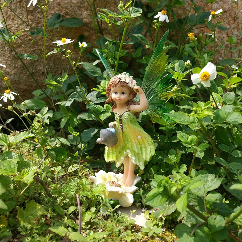 Outdoor Garden Decorative Home Decor Flower Fairy Wings Courtyard Country Ornaments Elegant Room Decorations Kawaii Figurine