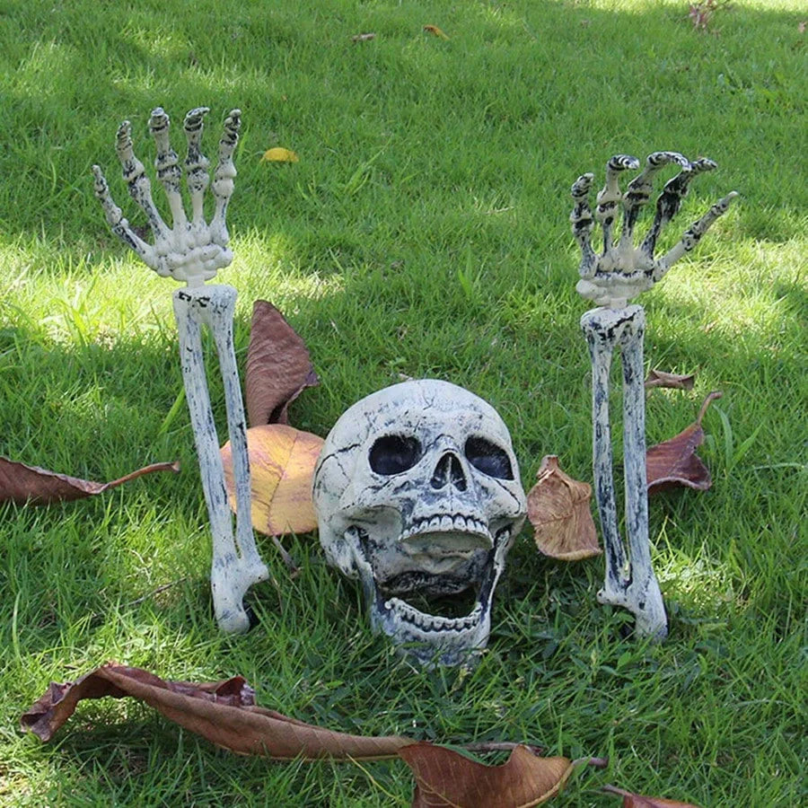 Halloween Decorations Home Decor Skeleton Head Outdoor Scary Props Realistic Skull Hands Yard Prank Festivals Party Supplies