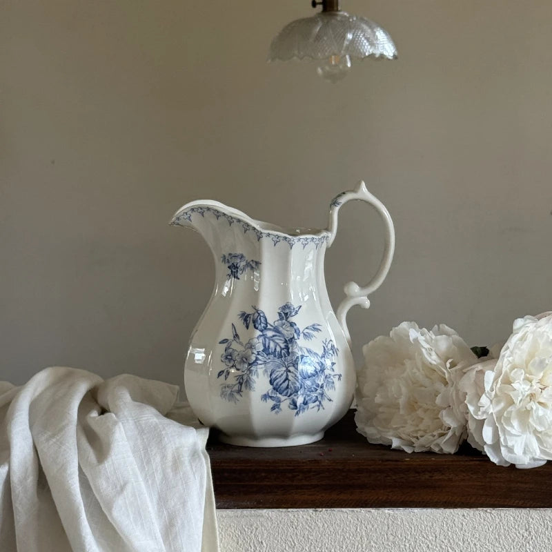 Nordic retro blue and white ceramic vase decoration hydroponic vase living room bedroom foyer decoration floral ware  home decor