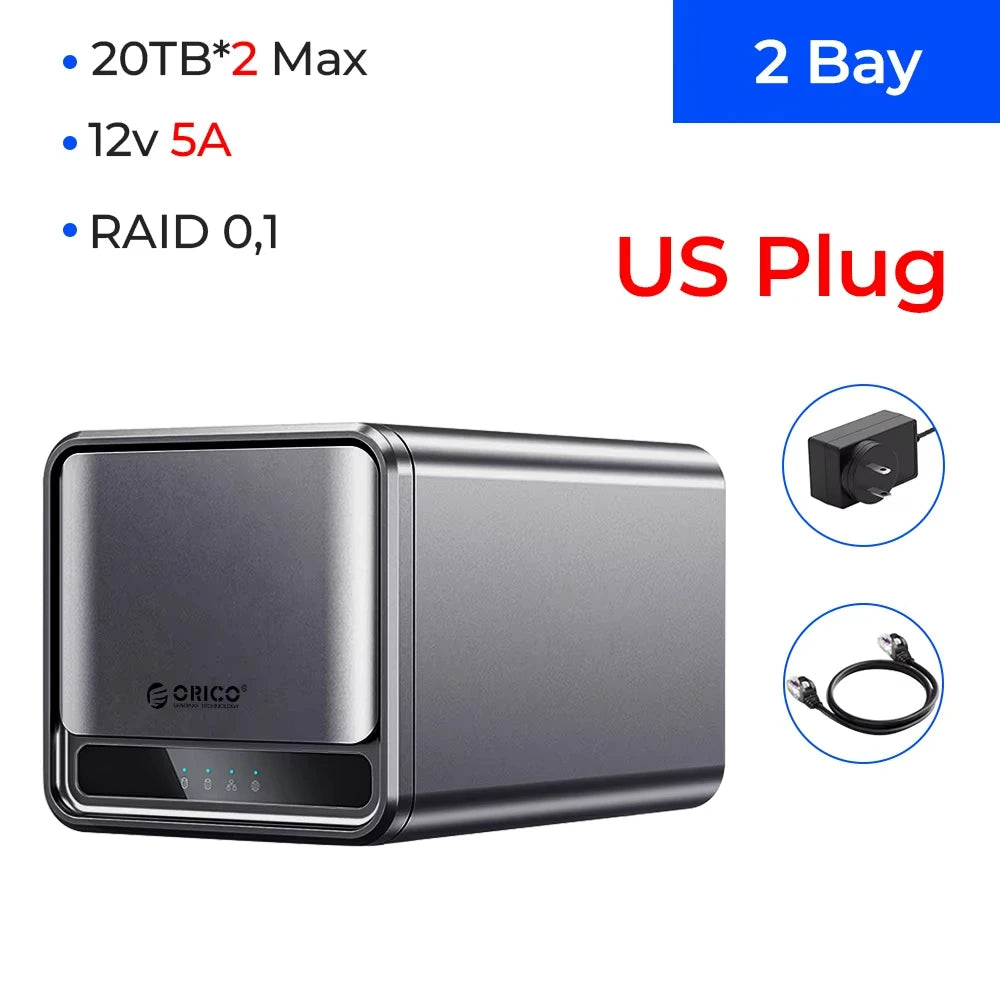 Orico TS200 USB 3.2 MetaCube Household Storage SATA NAS 2/5 Bay HDD/SSD Enclosure 40TB/100TB House Personal Cloud Serve Backup