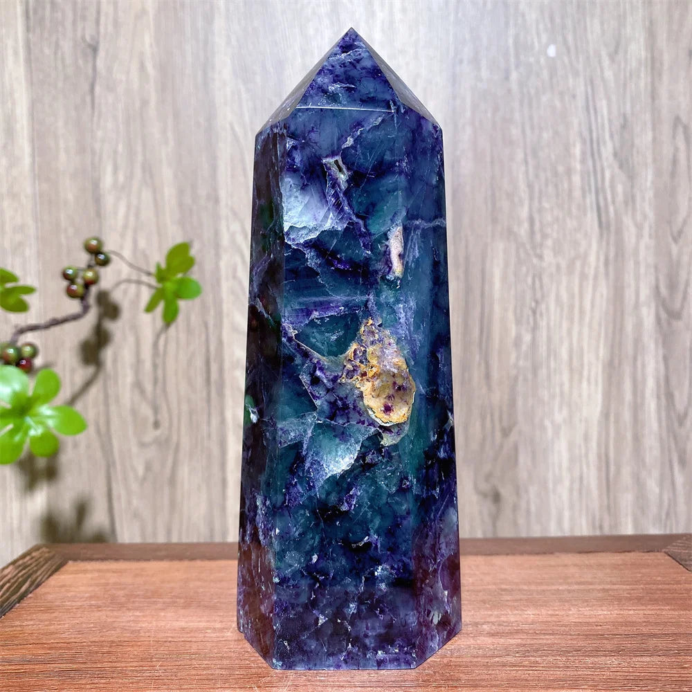 Unique Large Natural Colourful Fluorite Tower Crystal Wand Reiki Healing Mineral Stones Crafts Home Decor Christmas Gifts