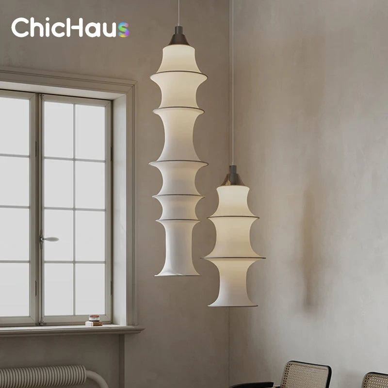 Nordic Minimalist Fabric Wabi Sabi Led Pendant Lights Living Dining Room Loft Home Decor Chandelier Bedroom Corner Bedside Lamp