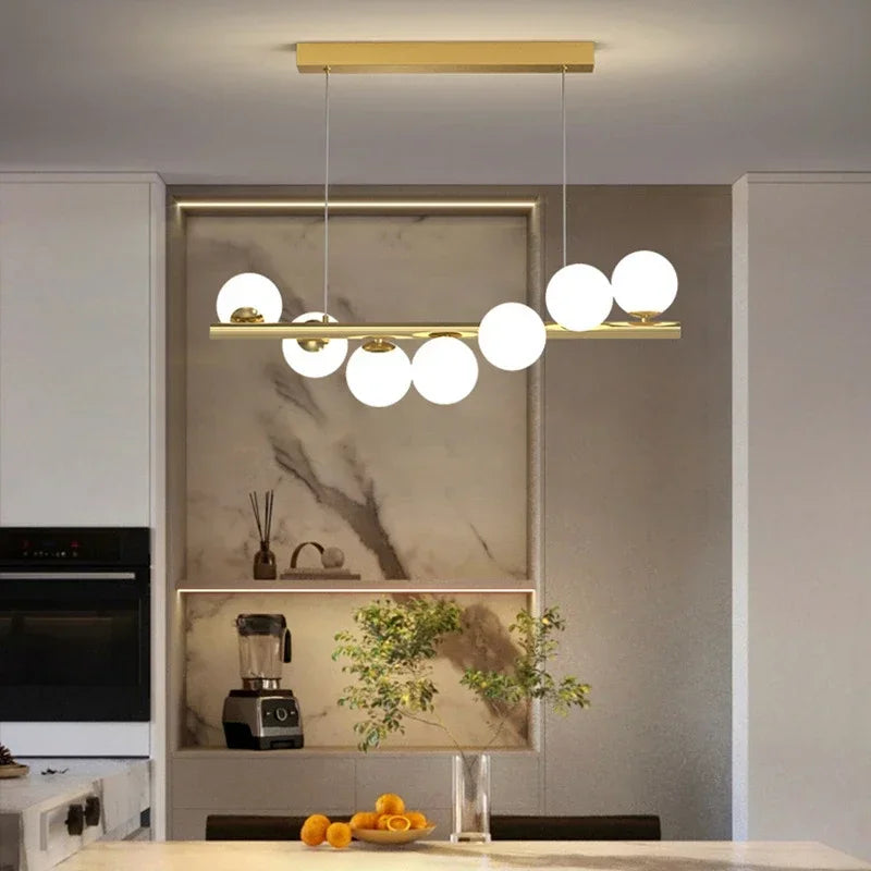 Winfordo Modern Lustre Hanging Chandelier Light Fixture Nordic Glass Ball Pendant Lamp for Dining Room Kitchen Home Decor