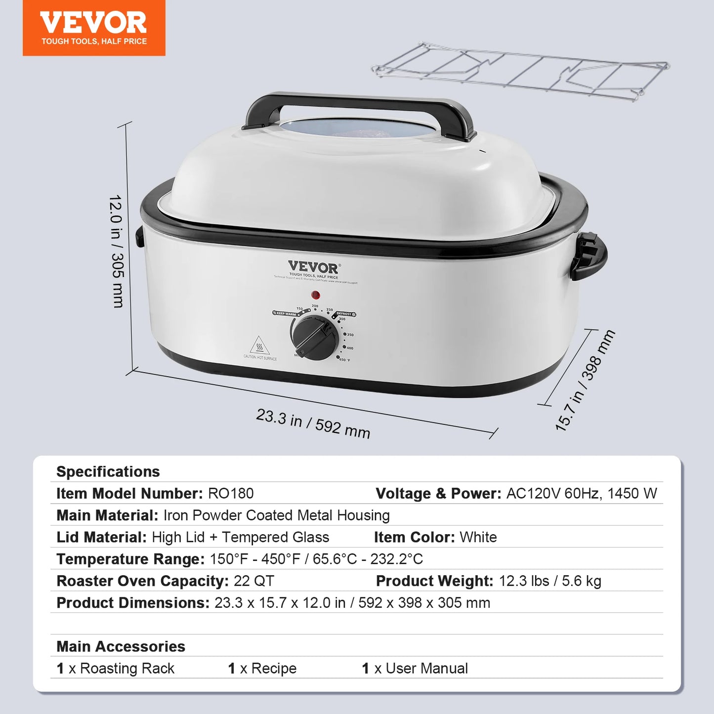 SucceBuy Electric Roaster Oven 24 QT Turkey Roaster Oven with Self-Basting Lid 1450W Roaster Oven Defrost&Warm Function Silver