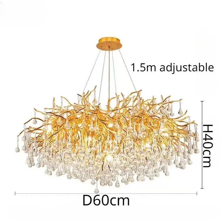 Luxury Gold Crystal Chandelier Modern Gold Ceiling Light for Dining Room Living Room Lobby Kitchen Home Decor