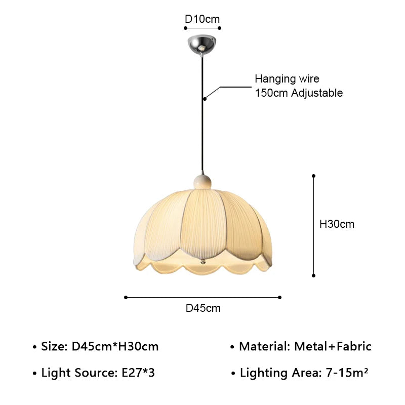 Japanese Wabi Sabi White Fabric E27 Pendant Light Living Dining Room Chandelier Lighting Home Decor Bedroom Lustre Hanging Lamps