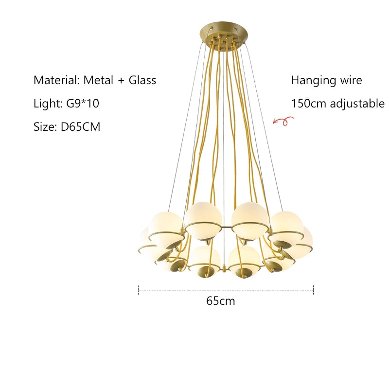 Italy Design Glass Bubble Master Bedroom LED Pendant Light Nordic Counter Lobby Villa Chandeliers Home Decor Lamp High-end Lamps