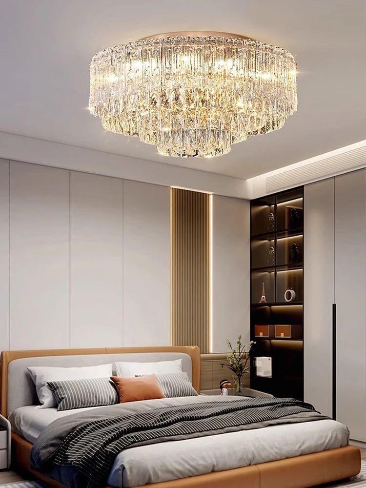 Crystal Rectangle Big Ceiling Lights LED Ceiling Chandelier Living Room Led Lamparas Para Techo Lighting for Lustre Home Decor
