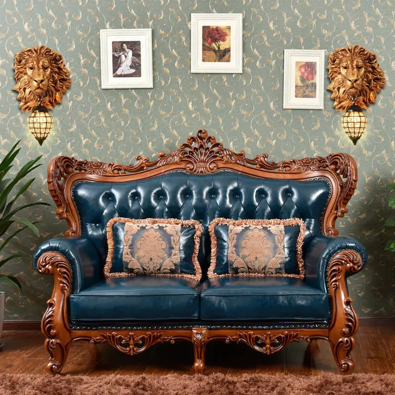 Retro Lion Head Wall Lamp Nordic loft Led Resin Wall Lamps Living Room Restaurant Corridor Background Wall Home Decor Lighting
