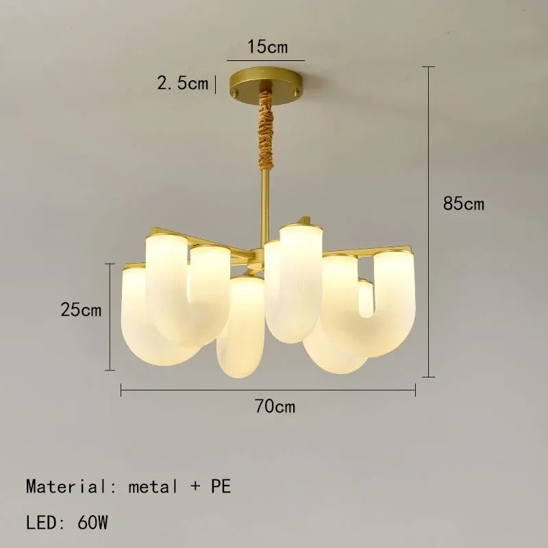 Creative New U-shaped Acrylic LED Pendant Lamp Living Room Restaurant Kitchen Bedroom Hotel Chandelier Home Decor Metal Lighting