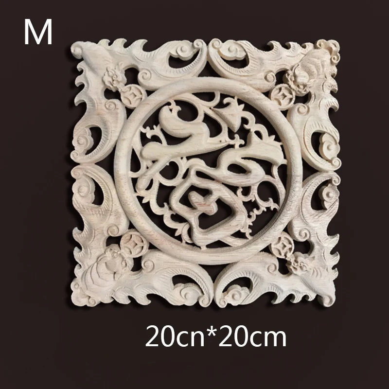 Wood Carving Onlays Appliques Decoration for Home Wood Decals for Furniture Wood Flower Crafting Wood Floral Home Decor Items