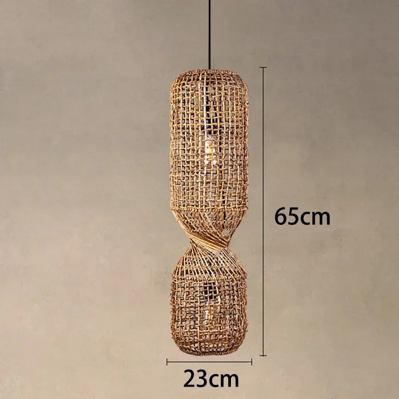 Japanese Wabi Sabi Retro Rattan Pendant Lamp Zen Tea Room Homestay Hotel Restaurant Bar Counter Chandelier Home Decor Lighting