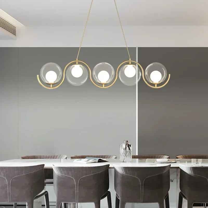 Nordic Bubble Waves Restaurant LED Pendant Light New Stylish for Dinning Living Room Chandeliers Home Decor Lamp Cream Bar Lamps