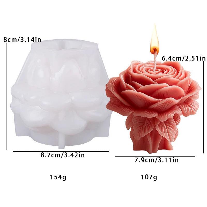 Relief Blooming Flower Cylinder Candle Silicone Mold 3D Rose Cylinder Candle Molds Valentine's Day Wedding Home Decor Mould