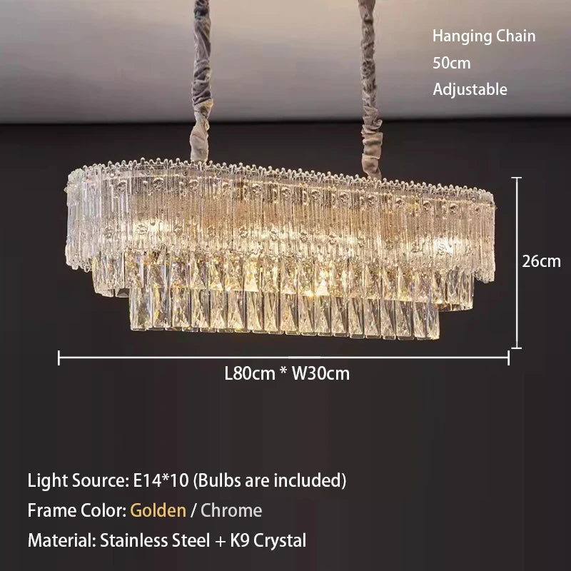 Crystal Rectangle Big Ceiling Lights LED Ceiling Chandelier Living Room Led Lamparas Para Techo Lighting for Lustre Home Decor