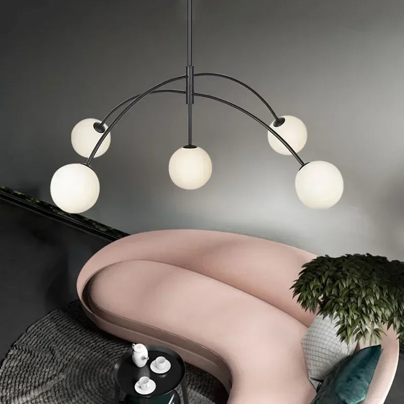 Modern Minimalist LED Ceiling Suspension Lamp Cream Ball Chandelier Home Decor for Lounge Lobby Bar Bedroom Dinning Indoor Light