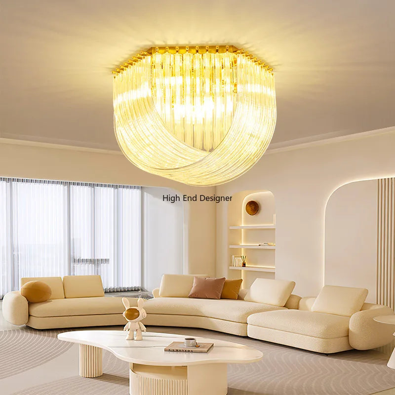 Modern Luxury Crystal Iron Chandelier Living Room Restaurant Bedroom Villa Hotel Lobby Highend Led Ceiling Lamp Home Decor Light