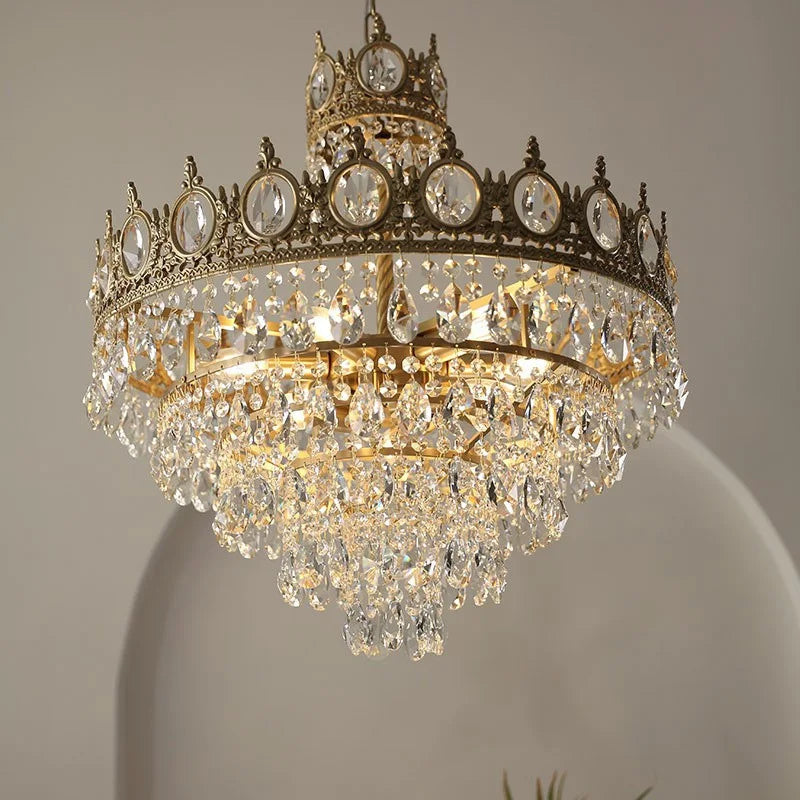 Luxury Crystal Crown Chandelier Home Decor Living Room Lights Led Ceiling Light Fixture Modern Hanging Chandelier Lighting Lamps