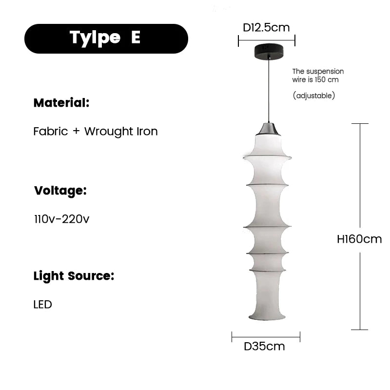 Nordic Minimalist Fabric Wabi Sabi Led Pendant Lights Living Dining Room Loft Home Decor Chandelier Bedroom Corner Bedside Lamp