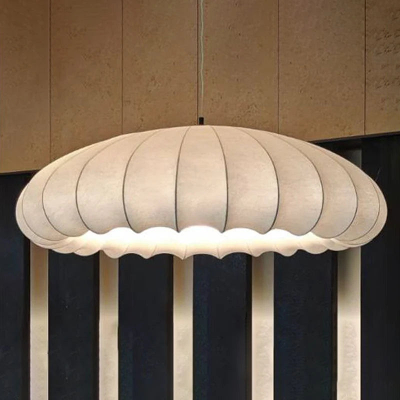 Japanese Wabi Sabi Fabric E27 Pendant Light Living Dining Room Minimalism Chandelier Designer Home Decor Bedroom Hanging Lamp