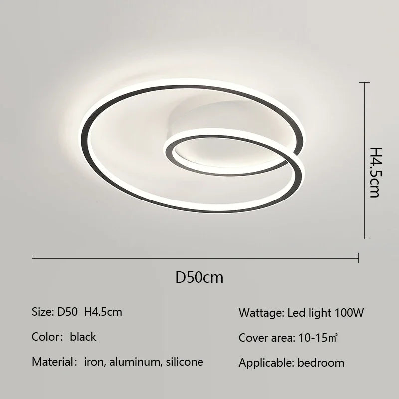 Modern Minimalism Round Bedroom Ceiling Light Creative Aluminum Dimmable Study Room Led Lamp Lighting Home Decor Luster Fixtures