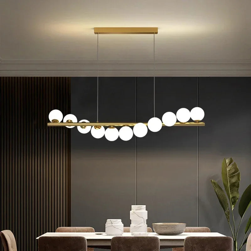 Winfordo Modern Lustre Hanging Chandelier Light Fixture Nordic Glass Ball Pendant Lamp for Dining Room Kitchen Home Decor