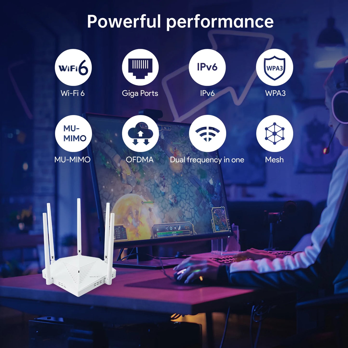 EDUP  RT2980 OPENWRT AX3000 3000Mbps Dual Band 2.4GHz 5GHz 802.11AX WIFI MIMO Gigabit WIFI6 Router EasyMesh Wide Signal Range