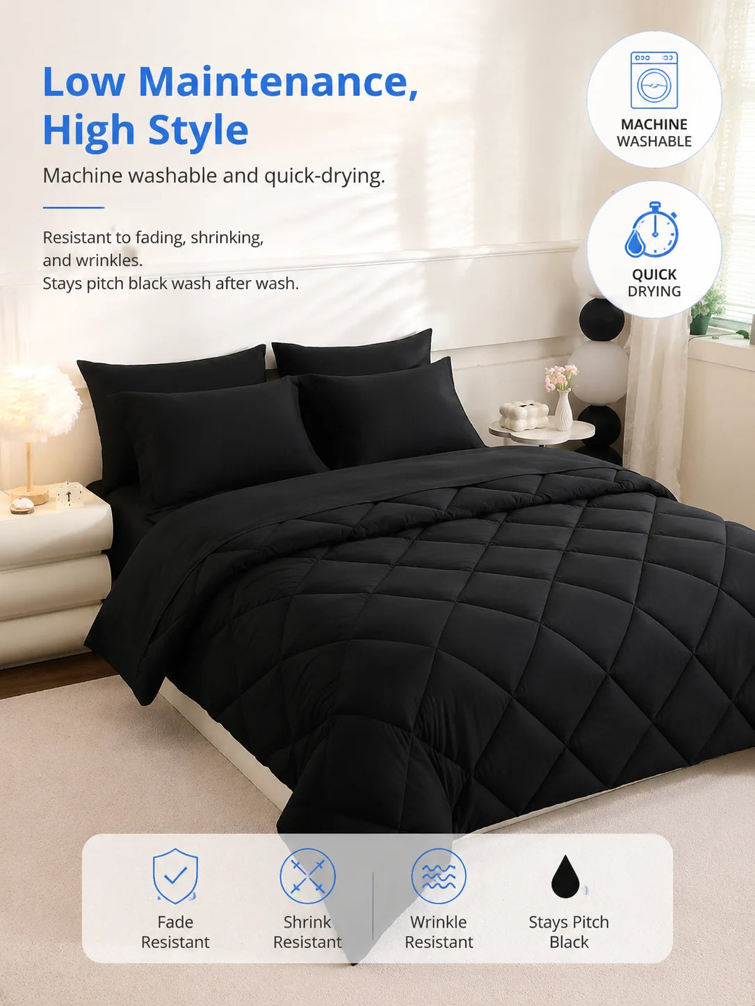 5pcs/7pcs Twin Full Queen King Bedding Sets Home Decor Comforter Flat Sheet Fitted Sheet Pillowcases Sleeping Sets