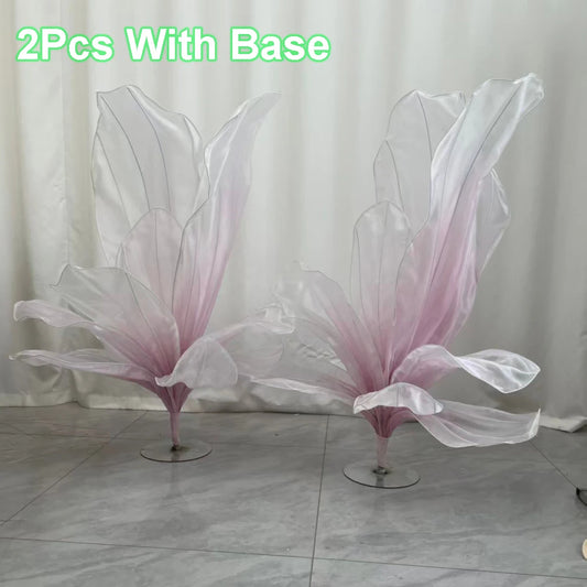 2Pcs Handmade Organza Table Flower Artistic Yarn Floral Ornament Artificial Flower for Window Display Shooting Prop Home Decor